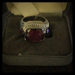 New Unisex Sterling Silver Ruby Cabochon Ring